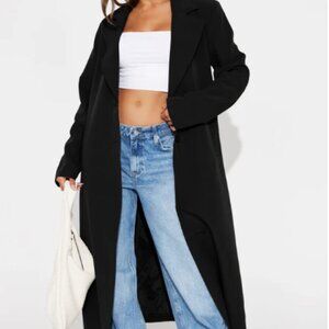 Fashion Nova Extra Long Elegant Black Long Coat